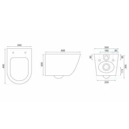 REA-C6800 - Seinään asennettava WC istuinkannella TITO TORNADO RIMLESS, keramiikka/valkoinen