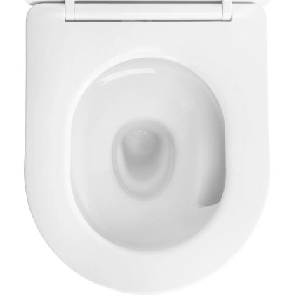 REA-C6806 - Seinään asennettava WC-istuin CARLO MINI TORNADO RIMLESS, istuinkannella, keraaminen/valkoinen/kultainen