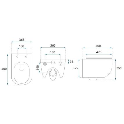 REA-C6806 - Seinään asennettava WC-istuin CARLO MINI TORNADO RIMLESS, istuinkannella, keraaminen/valkoinen/kultainen
