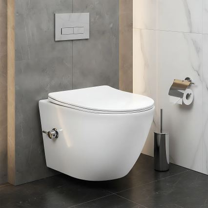 REA-C9701 - Seinään kiinnitettävä WC bideesuihkulla ja istuimella CARLO LUX keramiikka/valkoinen