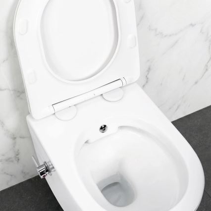 REA-C9701 - Seinään kiinnitettävä WC bideesuihkulla ja istuimella CARLO LUX keramiikka/valkoinen