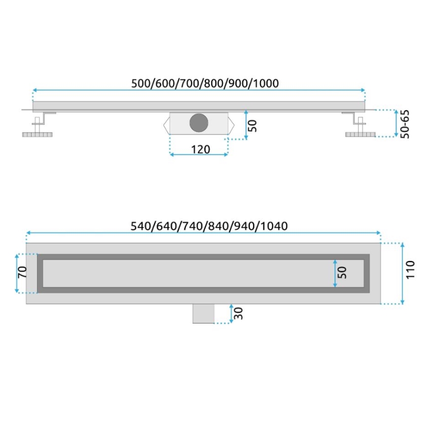 REA-G2562 - Lineaarinen lattiakaivo NEOX 70 cm, ruostumaton teräs/kultainen