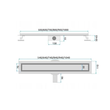 REA-G5808 - NEOX PRO 70 cm lineaarinen lattiakaivo, ruostumaton teräs