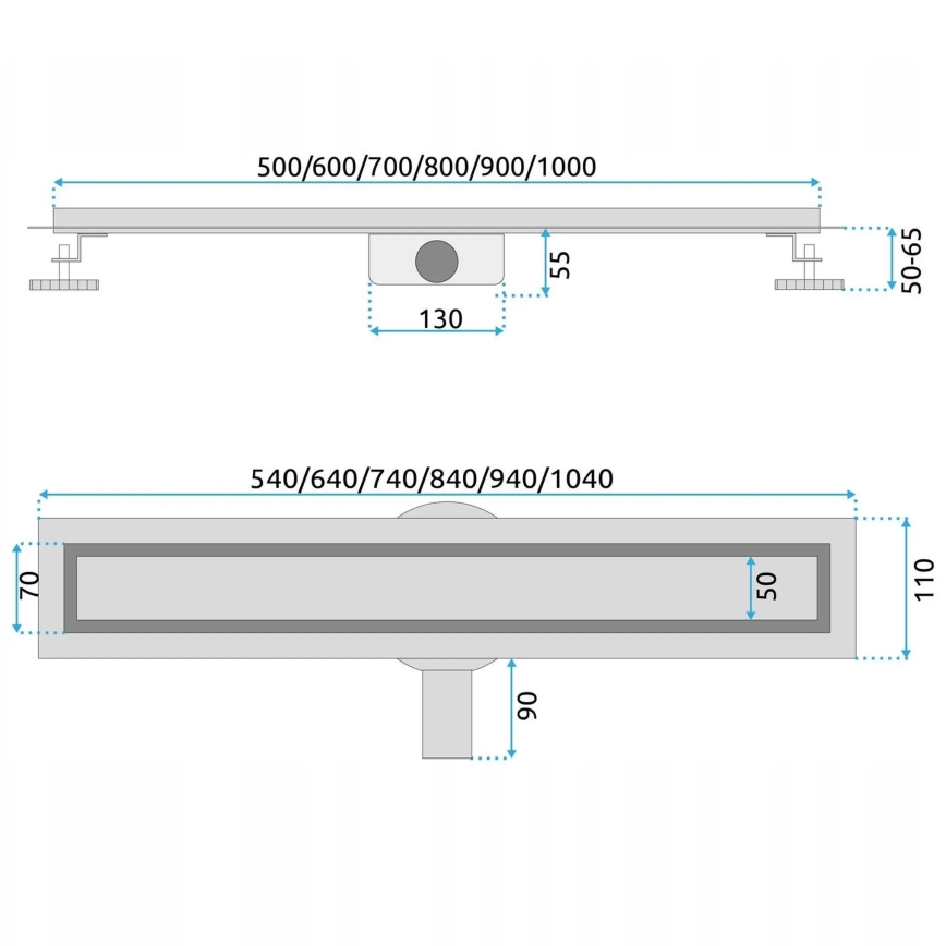 REA-G5810 - NEOX PRO 90 cm lineaarinen lattiakaivo, nikkeli