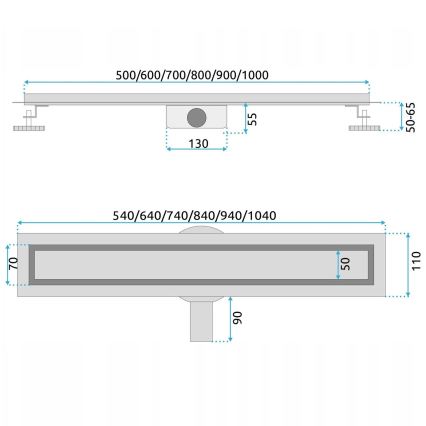 REA-G5811 - Lineaarinen lattiakaivo NEOX PRO 100 cm, nikkeli