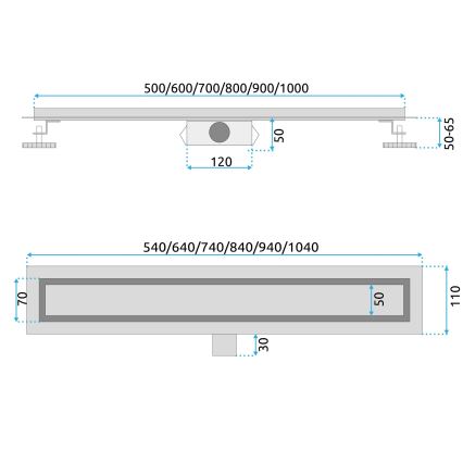 REA-G6602 - PURE NEOX 70 cm mattamusta lineaarinen lattiakaivo