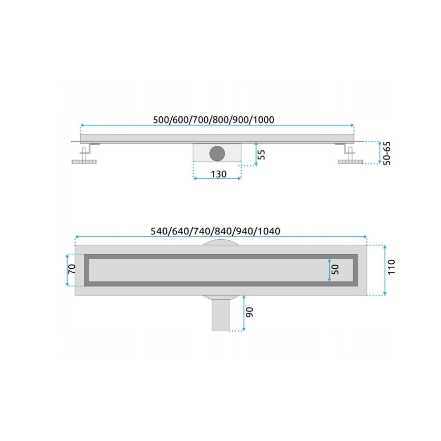 REA-G7803 - Lineaarinen lattiakaivo NEOX PRO 80 cm ruostumaton teräs/musta