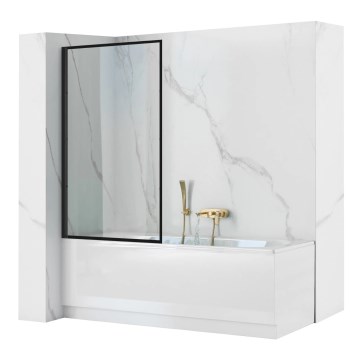 REA-K7633 - Siirrettävä ammeen suojalasi LAGOS 140x80 cm musta/läpinäkyvä