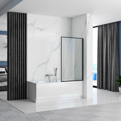 REA-K7633 - Siirrettävä ammeen suojalasi LAGOS 140x80 cm musta/läpinäkyvä