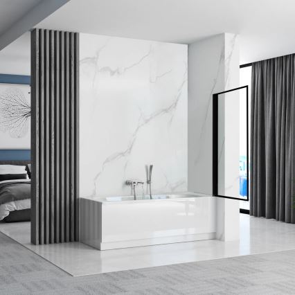 REA-K7633 - Siirrettävä ammeen suojalasi LAGOS 140x80 cm musta/läpinäkyvä
