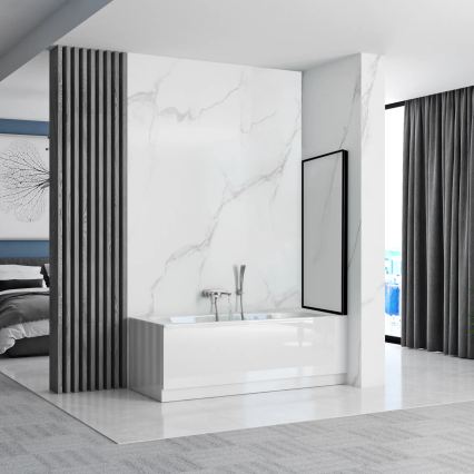 REA-K7633 - Siirrettävä ammeen suojalasi LAGOS 140x80 cm musta/läpinäkyvä