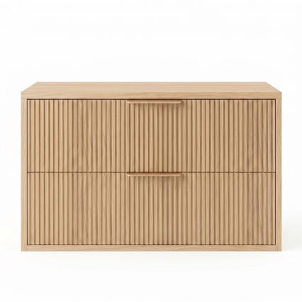 REA-M0409 - Seinään asennettava kylpyhuonekaappi pesualtaan alle MONO 80 x 48,5 cm, beige
