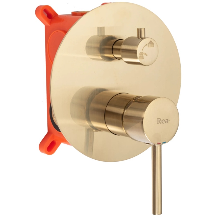 REA-P4160 - LUNGO-suihkusetti upotettavalla hanalla, harjattu kullanvärinen