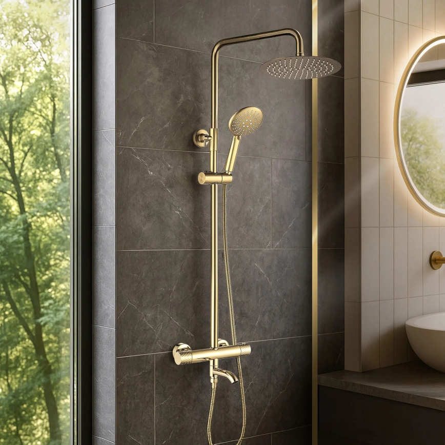 REA-P5960 - Termostaattinen suihkusetti LUNGO DIAMOND, kultainen