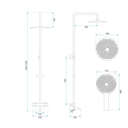 REA-P5960 - Termostaattinen suihkusetti LUNGO DIAMOND, kultainen