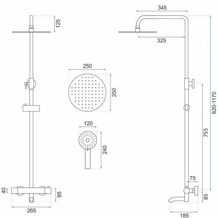 REA-P6386 - LUNGO-suihkusetti termostaattisella hanalla, titaani