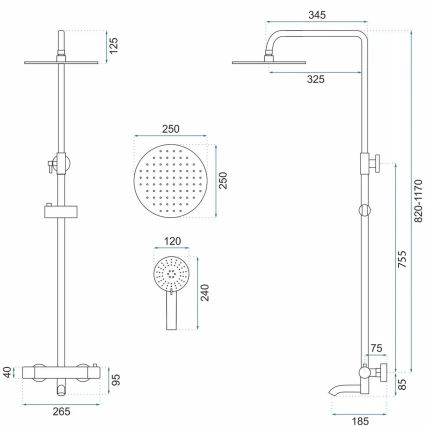 REA-P6607 - LUNGO-termostaattinen suihkusarja, kiiltävä kromi