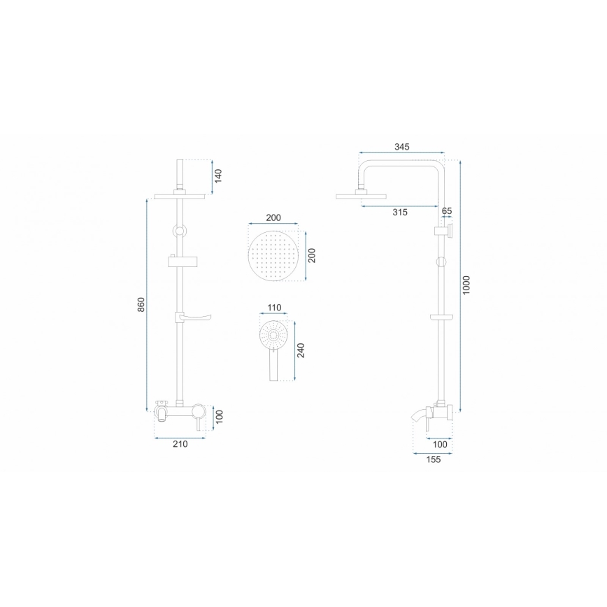 REA-P7005 - LUIS-suihkusetti mattamusta