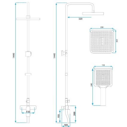 REA-P7841 - ARGUS-suihkusetti sekoitushanan kanssa, harjattu kulta