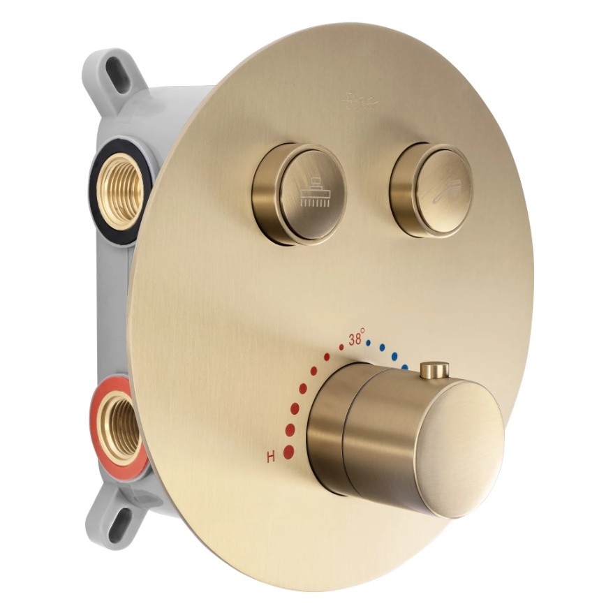 REA-P8551 - LUNGO-suihkusetti termostaattisella uppoasennetulla hanalla, harjattu kulta