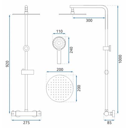 REA-P8804 - Suihkusetti termostaattisella hanalla BLISS mattamusta