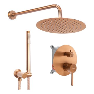 REA-P8809 - LUNGO-suihkusetti piiloasenteisella sekoittimella, harjattu kupari