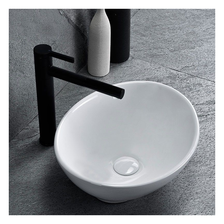 REA-U0133 - Tasolle asennettava pesuallas SOFIA 34,5x41 cm keramiikka/kiiltävä valkoinen