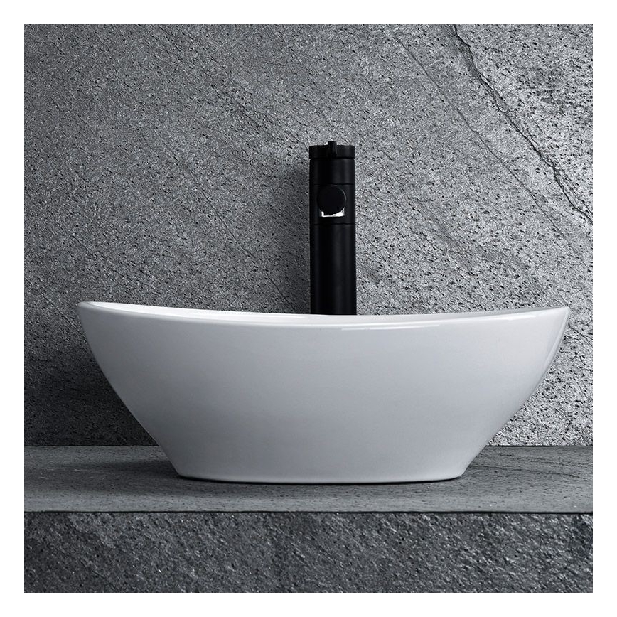 REA-U0133 - Tasolle asennettava pesuallas SOFIA 34,5x41 cm keramiikka/kiiltävä valkoinen