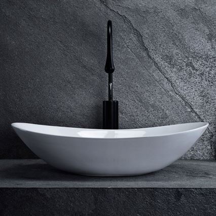 REA-U0441 - Tasolle asennettava pesuallas ROYAL 35,5x61,5 cm keraaminen/kiiltävä valkoinen