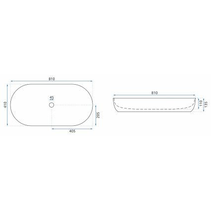 REA-U0563 - Tasoon asennettava pesuallas CLEO 41x81 cm keramiikka/kiiltävä valkoinen