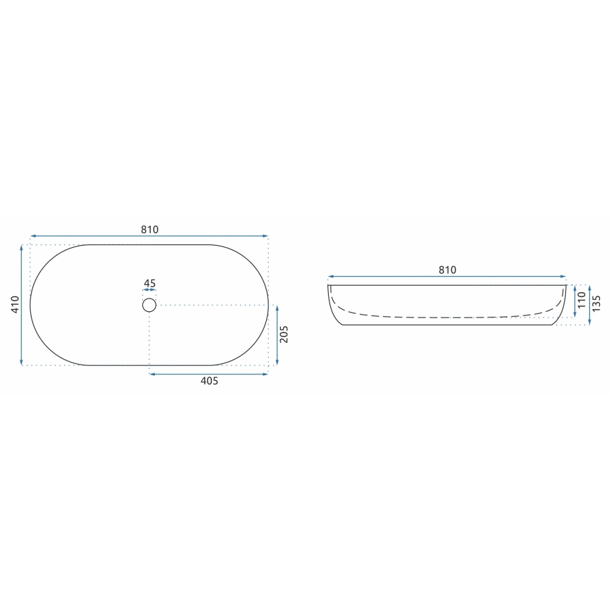 REA-U0563 - Tasoon asennettava pesuallas CLEO 41x81 cm keramiikka/kiiltävä valkoinen
