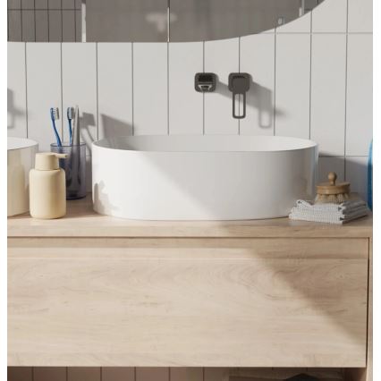 REA-U0600 - ALMA pöytätason pesuallas 36x57 cm keramiikka/kiiltävä valkoinen