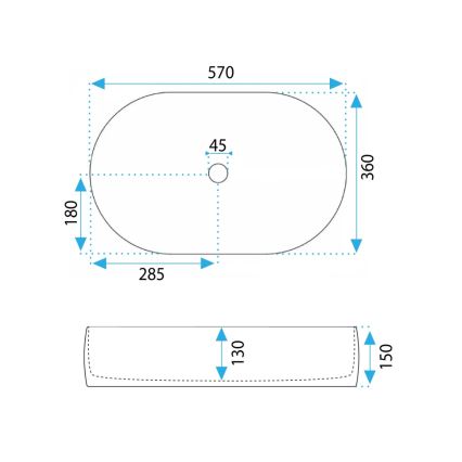 REA-U0600 - ALMA pöytätason pesuallas 36x57 cm keramiikka/kiiltävä valkoinen