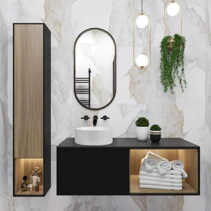 REA-U0601 - Tasolle asennettava pesuallas DELIA 36 cm kiiltävä valkoinen/kiven jäljitelmä