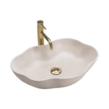 REA-U0617 - PEARL tasoon asennettava pesuallas 38x50,5 cm keramiikka/beige/kivijäljitelmä