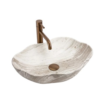 REA-U0618 - PEARL tason päälle asennettava pesuallas 38x50,5 cm keramiikka/beige/kiven jäljitelmä