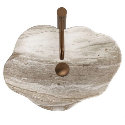 REA-U0618 - PEARL tason päälle asennettava pesuallas 38x50,5 cm keramiikka/beige/kiven jäljitelmä