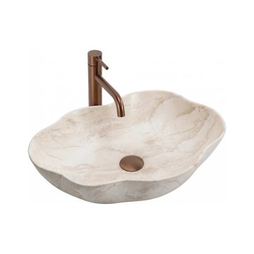 REA-U0619 - Tason päälle asennettava pesuallas PEARL 38x50,5 cm keramiikka/beige