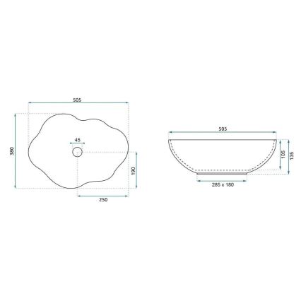 REA-U0620 - Tason päälle asennettava PEARL-pesuallas 38x50,5 cm keramiikka/harmaa/beige/kivijäljitelmä