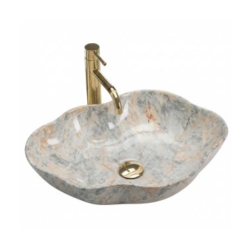 REA-U0620 - Tason päälle asennettava PEARL-pesuallas 38x50,5 cm keramiikka/harmaa/beige/kivijäljitelmä