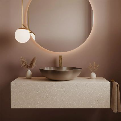 REA-U0629 - PEARL tason päälle asennettava pesuallas 38x50,5 cm, keraaminen/ruskea