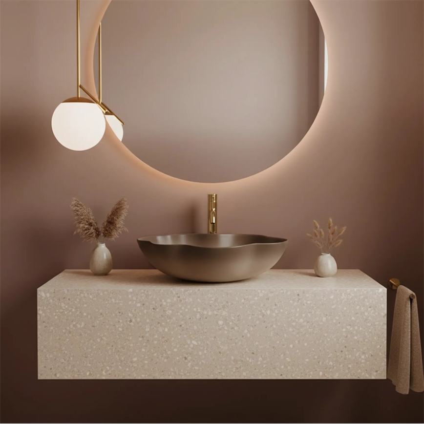 REA-U0629 - PEARL tason päälle asennettava pesuallas 38x50,5 cm, keraaminen/ruskea