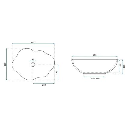 REA-U0629 - PEARL tason päälle asennettava pesuallas 38x50,5 cm, keraaminen/ruskea