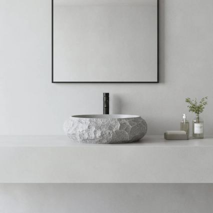 REA-U0633 - Tason päälle asennettava pesuallas MIKA GABRO 38x50 cm harmaa/kiven jäljitelmä