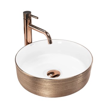 REA-U3303 - Pöytätason pesuallas SAMI, halkaisija 37 cm, keraaminen/valkoinen/kultainen