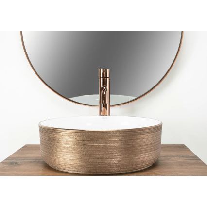 REA-U3303 - Pöytätason pesuallas SAMI, halkaisija 37 cm, keraaminen/valkoinen/kultainen