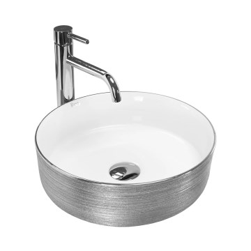 REA-U3304 - SAMI pöytätason pesuallas Ø 36 cm, keramiikka/valkoinen/hopea