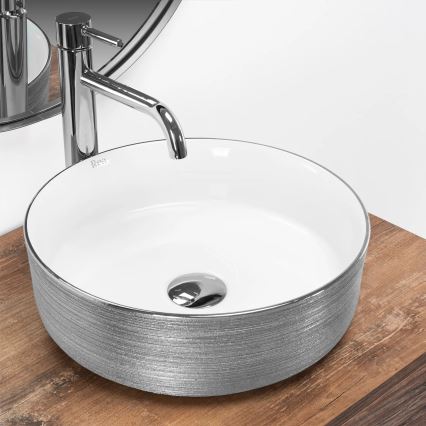 REA-U3304 - SAMI pöytätason pesuallas Ø 36 cm, keramiikka/valkoinen/hopea