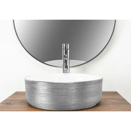 REA-U3304 - SAMI pöytätason pesuallas Ø 36 cm, keramiikka/valkoinen/hopea