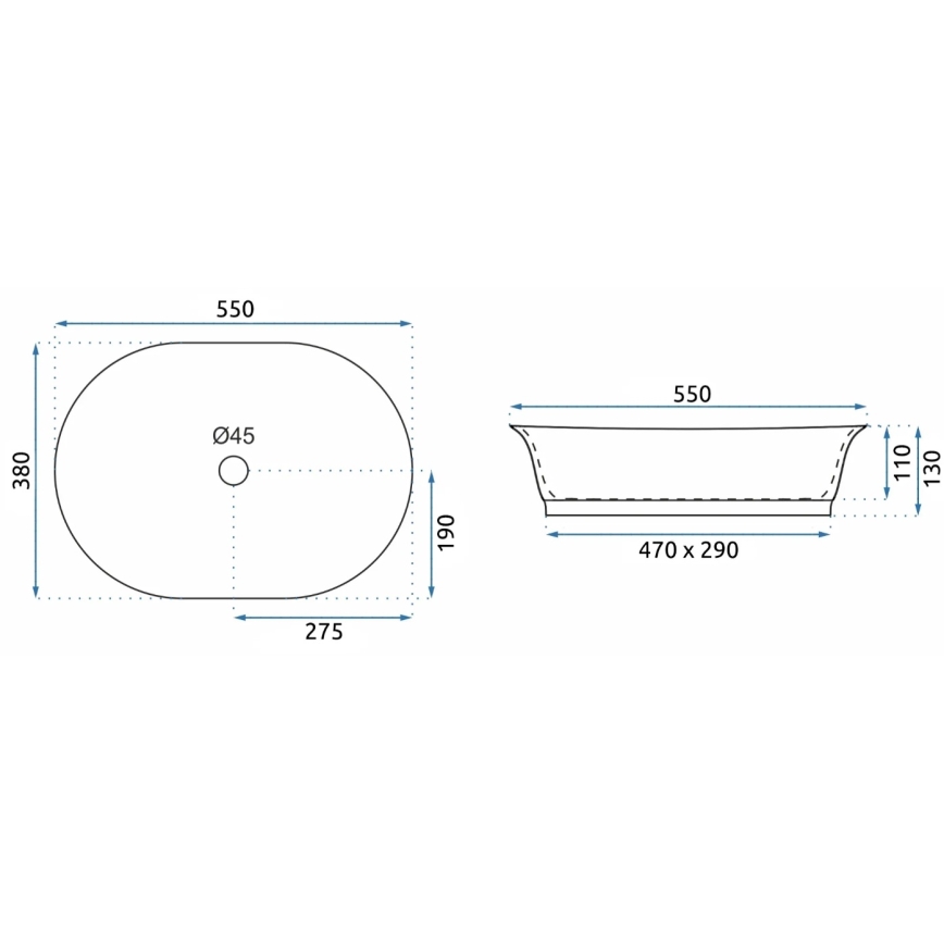 REA-U3305 -  Tason päälle asennettava pesuallas WILMA RUSTIC 38x55 cm keramiikka/kupari